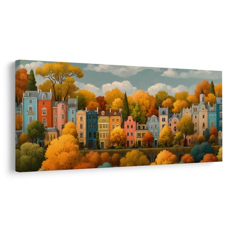 OBRAZ BAREVNÉ DOMY V PODZIMU - BAREVNÉ DOMY - OBRAZY