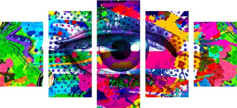 5-TEILIGES WANDBILD MENSCHLICHES AUGE IM POP-ART-STIL - POP-ART-BILDER - BILDER