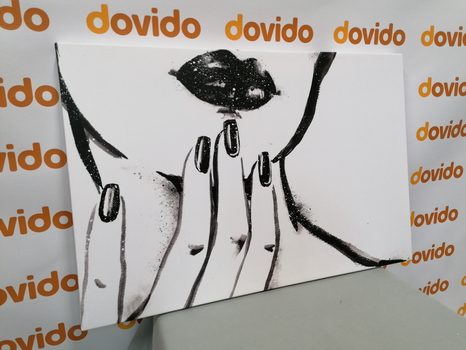 WANDBILD AQUARELL-PORTRÄT EINER FRAU IN SCHWARZ-WEISS - BILDER VON MENSCHEN - BILDER