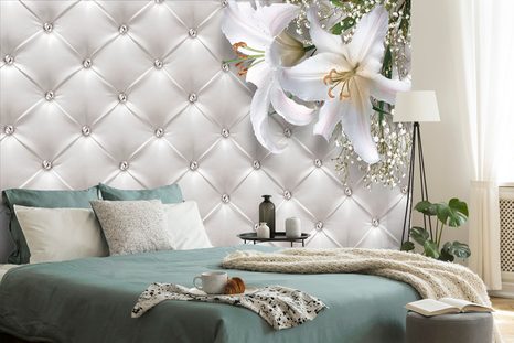 TAPETA ELEGANTNÍ LILIE S IMITACÍ KŮŽE - TAPETA LILIE - TAPETY