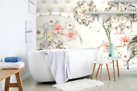 SAMOLEPÍCÍ TAPETA LUXUSNÍ KVĚTINOVÉ ŠPERKY - SAMOLEPÍCÍ TAPETY - TAPETY