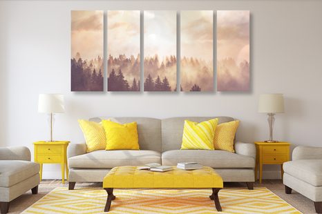 5-RÉSZES KÉP ERDŐ KÖDBEN - TERMÉSZET- ÉS TÁJKÉPEK - KÉPEK