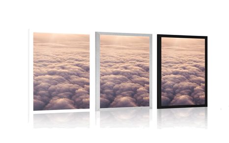 POSTER – CON PASSEPARTOUT TRAMONTO DALLA FINESTRA DELL'AEREO - NATURA - POSTER