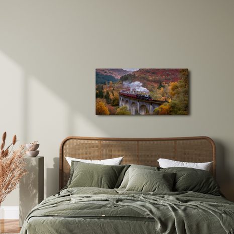 QUADRO SU TELA – PAESAGGIO AUTUNNALE CON TRENO - QUADRI DI NATURA E PAESAGGIO - STAMPE E QUADRI