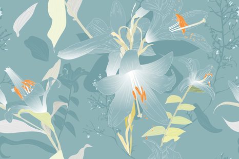 PAPIER PEINT – NÉNUPHAR MAGIQUE EN BLEU - PAPIERS PEINTS FLEURS - PAPIERS PEINTS PANORAMIQUES