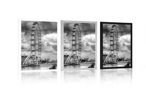 POSTER EINZIGARTIGES LONDON UND DIE THEMSE IN SCHWARZ-WEISS - SCHWARZ-WEISS - POSTER