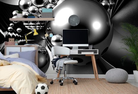 CARTA DA PARATI – MAGIA DEI MOTIVI SCURI - CARTA DA PARATI BIANCO E NERO - CARTA DA PARATI