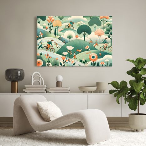 WANDBILD RADAUSFLUG DURCH DIE LANDSCHAFT - WANDBILDER FELDER UND WIESEN - BILDER