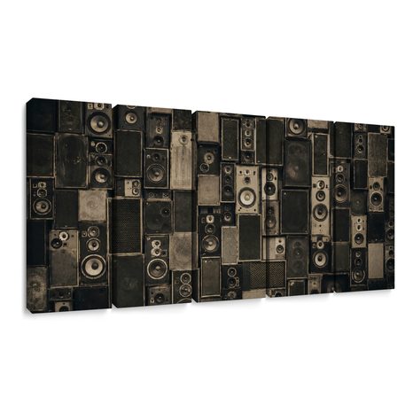 5-TEILIGES WANDBILD VINTAGE LAUTSPRECHER - MUSIKBILDER - BILDER