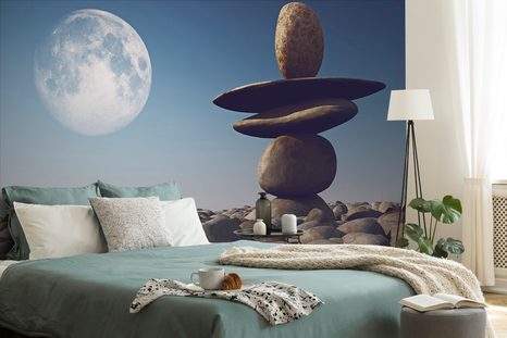 TAPETE STEINE IM MONDLICHT - TAPETEN MIT FENG SHUI-MOTIVEN - TAPETEN