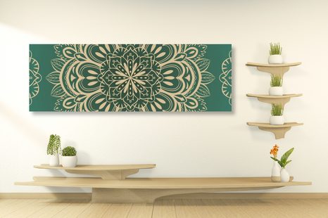 WANDBILD MANDALA AUF TÜRKISFARBENEM HINTERGRUND - BILDER MIT FENG SHUI-MOTIVEN - BILDER