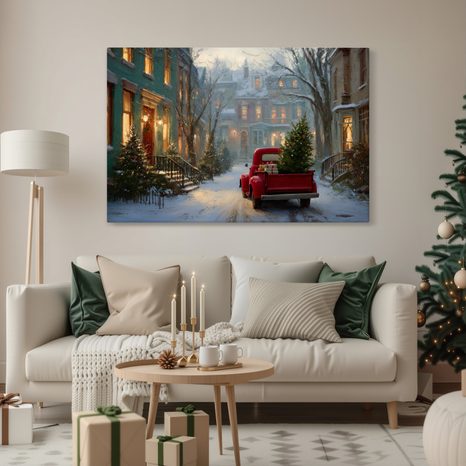 VÁNOČNÍ OBRAZ AUTO SPLNĚNÝCH PŘÁNÍ - VÁNOČNÍ A ZIMNÍ OBRAZY - OBRAZY