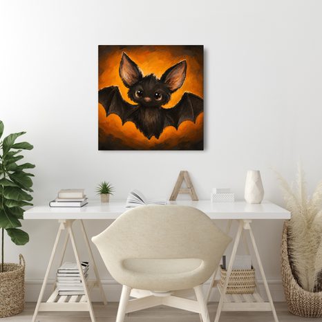 QUADRO SU TELA – PICCOLO PIPISTRELLO DAGLI OCCHI GRANDI - QUADRI HALLOWEEN E HORROR - STAMPE E QUADRI