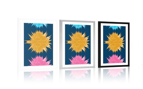 POSTER MIT PASSEPARTOUT BUNTE ABSTRAKTE PFLANZEN - MOTIVE AUS UNSERER WERKSTATT - POSTER