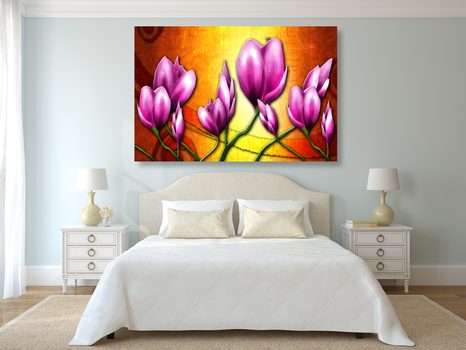 OBRAZ RŮŽOVÉ KVĚTY V ETNO STYLU - ABSTRAKTNÍ OBRAZY - OBRAZY