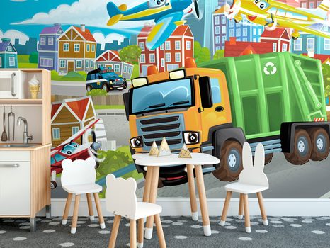 SAMOLEPÍCÍ TAPETA POPELÁŘSKÉ AUTO VE MĚSTĚ - SAMOLEPÍCÍ TAPETY - TAPETY