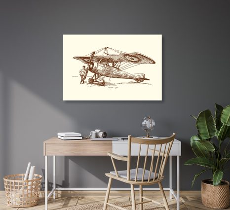 CANVAS PRINT RETRO PLANE - VINTAGE AND RETRO PICTURES - PICTURES