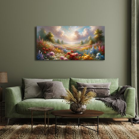 WANDBILD SONNIGES BLUMENTAL - WANDBILDER FELDER UND WIESEN - BILDER