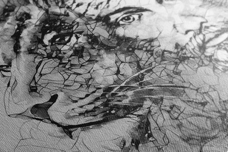 OBRAZ VŠEMOHOUCÍ SE LVEM V ČERNOBÍLÉM PROVEDENÍ - ČERNOBÍLÉ OBRAZY - OBRAZY