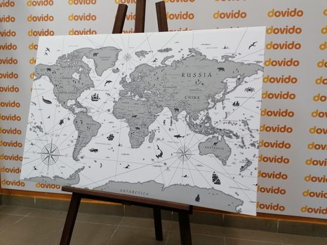 OBRAZ NA KORKU ČERNOBÍLÁ MAPA - OBRAZY NA KORKU - OBRAZY