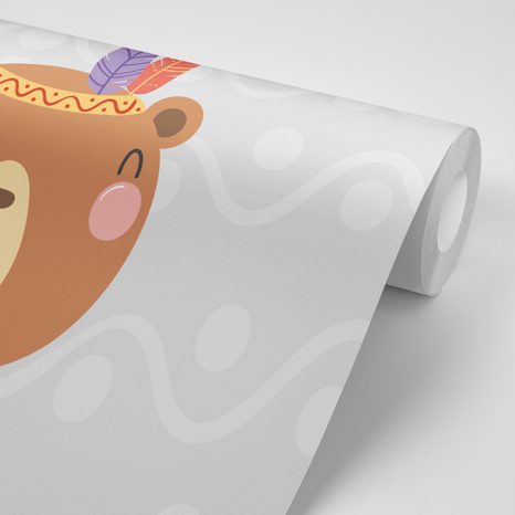 TAPETA ROZTOMILÝ MEDVÍDEK S PEŘÍČKY - DĚTSKÉ TAPETY - TAPETY