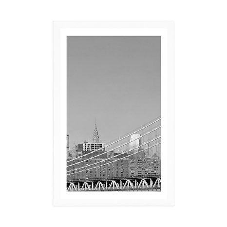 POSTER WITH MOUNT SKYSCRAPERS IN NEW YORK CITY IN BLACK AND WHITE - BLACK AND WHITE - POSTERS