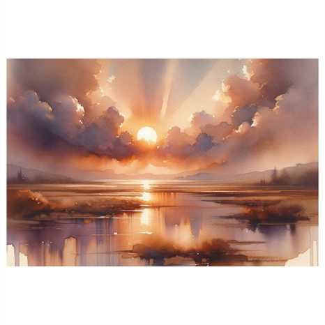 WANDBILD SONNENUNTERGANG ÜBER DER LANDSCHAFT - BILDER VON SONNENAUFGANG UND SONNENUNTERGANG - BILDER