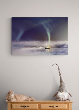 WANDBILD POLARLICHT ÜBER DEM SEE - BILDER SEEN - BILDER