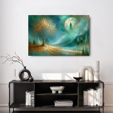 WANDBILD LEBENSBAUM IM MONDSCHEIN - BILDER BÄUME DES LEBENS - BILDER