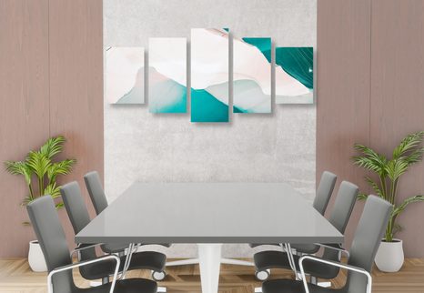 5-DÍLNÝ OBRAZ ABSTRAKCE MODRÉ LAGUNY - ABSTRAKTNÍ OBRAZY - OBRAZY