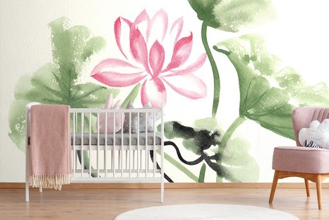 SAMOLEPÍCÍ TAPETA AKVARELOVÝ LOTOSOVÝ KVĚT - SAMOLEPÍCÍ TAPETY - TAPETY