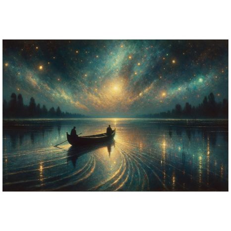 TAPETE NÄCHTLICHER SEE UNTER STERNENHIMMEL - TAPETEN SEEN - TAPETEN