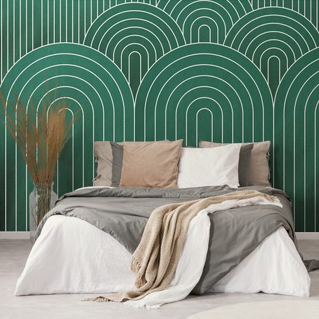 TAPÉTA ZÖLD SZIVÁRVÁNY MINTA MID-CENTURY - MINTÁS TAPÉTÁK - TAPÉTÁK