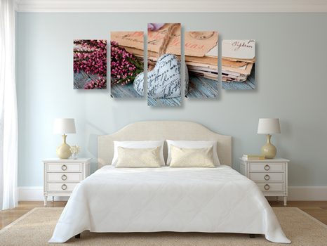 TABLOU 5-PIESE FRUNZE NOSTALGICE - TABLOURI VINTAGE ȘI RETRO - TABLOURI