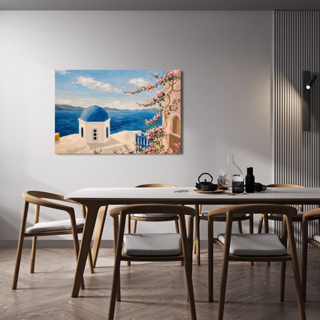 TABLEAU SUR TOILE – CHAPELLE GRECQUE AU-DESSUS DE LA MER - TABLEAUX DE LA VILLE - TABLEAUX