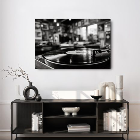 WANDBILD RETRO PLATTENSPIELER IM INTERIEUR - VINTAGE- UND RETRO-BILDER - BILDER