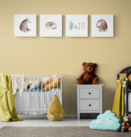 SET OBRAZŮ LESNÍ ZVÍŘÁTKA V MINIMALISTICKÉM STYLU - SESTAVY OBRAZŮ - OBRAZY