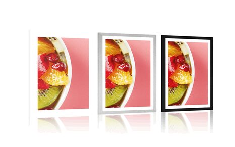 PLAKAT S PASPARTUOM LJETNA VOĆNA SALATA - S KUHINJSKIM MOTIVOM - PLAKATI