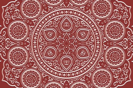 TAPETE ZARTES ETHNISCHES MANDALA IN WEINROT - TAPETEN MIT FENG SHUI-MOTIVEN - TAPETEN