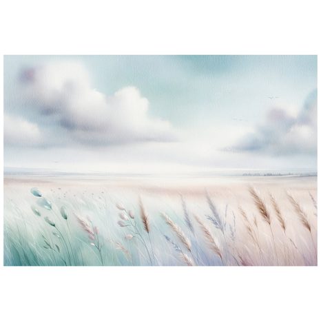 FOTOTAPETE ZARTE PASTELLWIESEN UND HIMMEL - TAPETEN FELDER UND WIESEN - TAPETEN