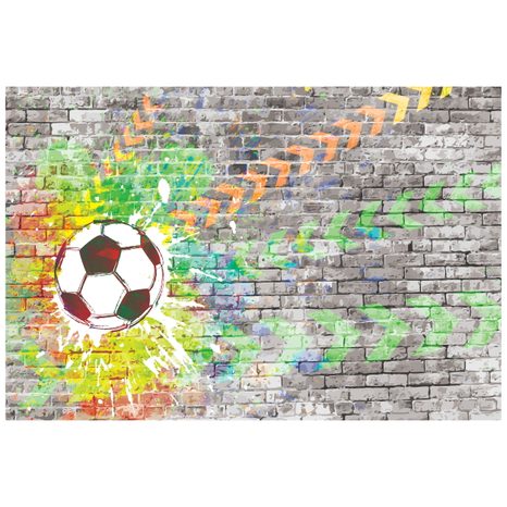 CARTA DA PARATI – PALLA VINCENTE SU MURO DI MATTONI - CARTA DA PARATI ARTE DI STRADA - CARTA DA PARATI