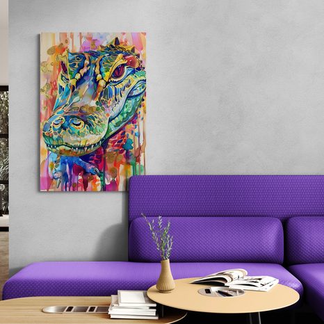 STAMPA SU TELA – COCCODRILLO CON IMITAZIONE DI PITTURA - QUATTRO IMMAGINI DI COCCODRILLI - STAMPE E QUADRI