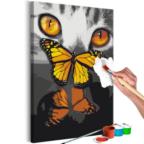 PICTURE PAINTING BY NUMBERS KITTEN AND BUTTERFLY