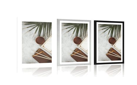 POSTER WITH MOUNT TEA STILL LIFE ON A CONCRETE BACKGROUND - STILL LIFE - POSTERS