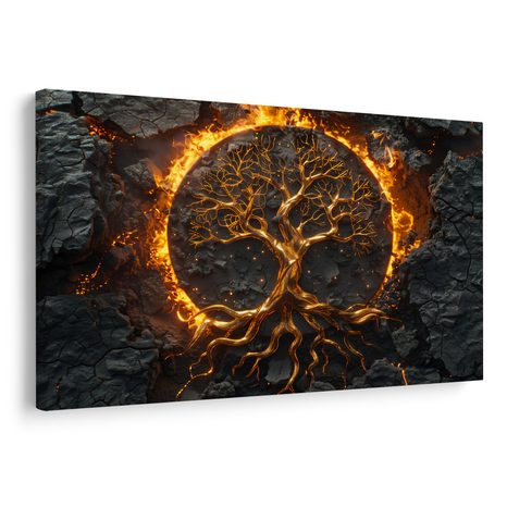 WANDBILD LEBENSBAUM IM FEUER - BILDER BÄUME DES LEBENS - BILDER