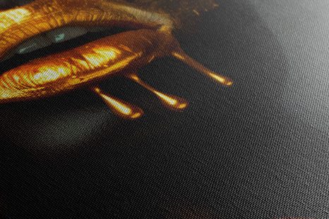 WANDBILD FRAU MIT GOLDENEN LIPPEN - WANDBILDER FRAUEN - BILDER