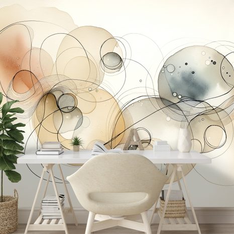 TAPETE ABSTRAKTE AQUARELLKREISE - ABSTRAKTE TAPETEN - TAPETEN