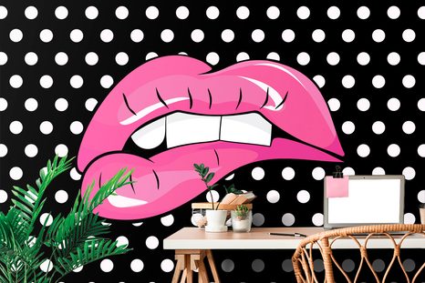 SELBSTKLEBENDE TAPETE ROSA LIPPEN ALS POP-ART - SELBSTKLEBENDE TAPETEN - TAPETEN