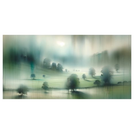 WANDBILD NEBEL ÜBER DER WIESE - WANDBILDER FELDER UND WIESEN - BILDER