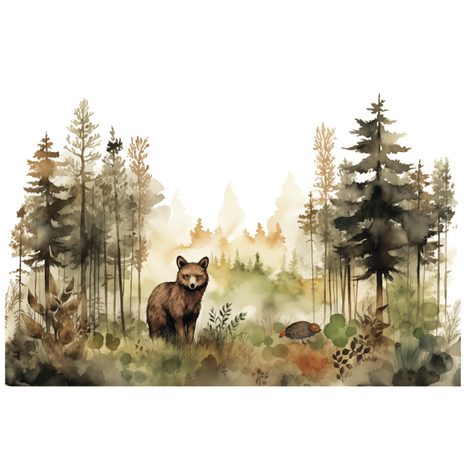 CARTA DA PARATI AUTOADESIVA – PROCIONE NEL BOSCO INCANTATO - CARTA DA PARATI AUTOADESIVE - CARTA DA PARATI